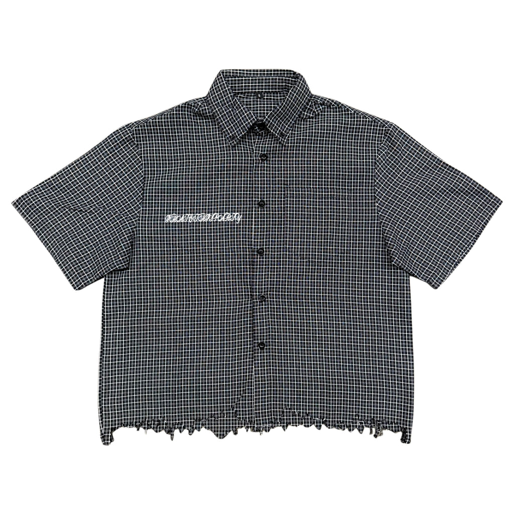 Distressed Plaid Boxy Shirt