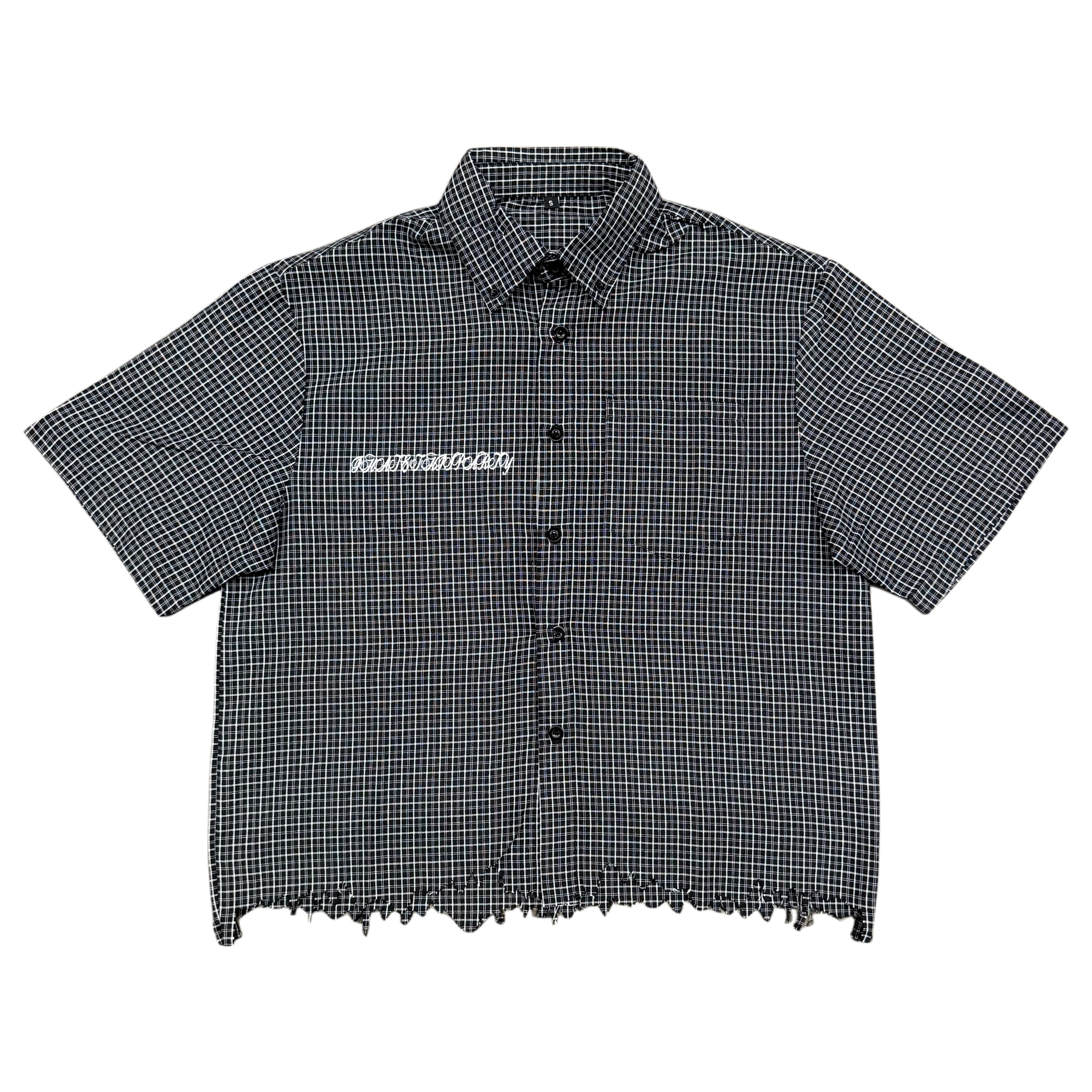Distressed Plaid Boxy Shirt (Unisex)
