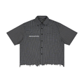 Distressed Plaid Boxy Shirt (Unisex)